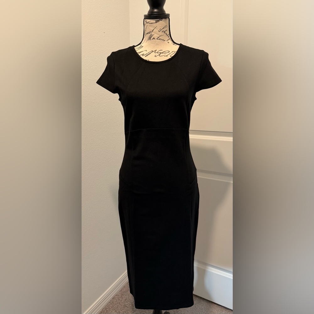 Vintage Felicity & Coco Elegant Black Fitted Sheath Dress w/Double Sided Zipper